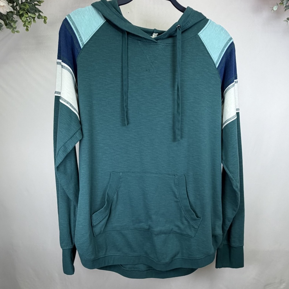 Maurices Long Sleeve Pullover Hoodie Women's Green Sleeve Stripes Size M